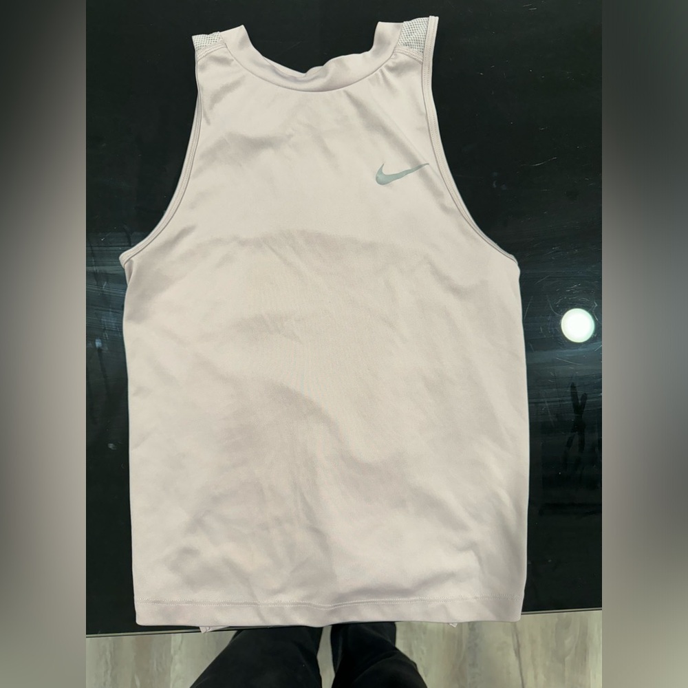 Nike muted pink tank top open shoulder
